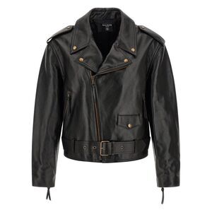Balmain Black Calfskin Leather Men's Jacket